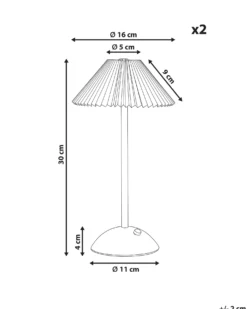 Sæt af 2 trådløse LED-bordlamper RUBA Med dæmpning Metal Guld