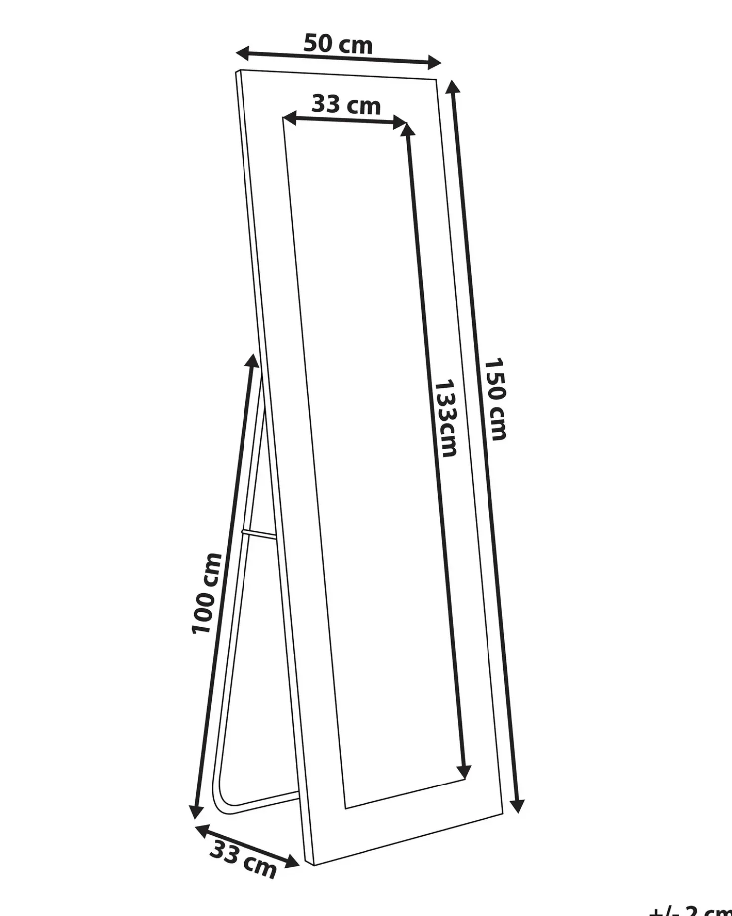 Stående spejl ANSOUIS 150 cm Kunstlæder Sort