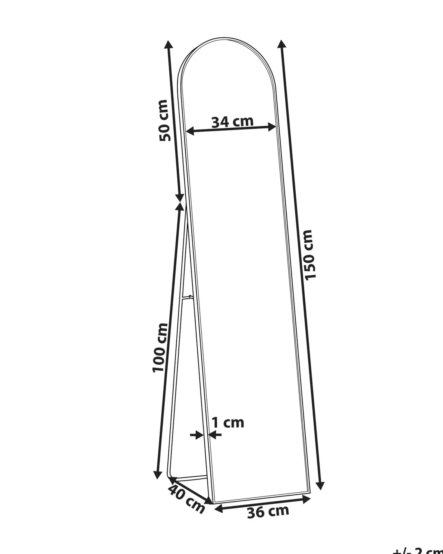 Stående spejl BAGNOLET 150 cm Metal Sølv