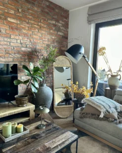 Stående spejl BARGES 150 cm Rattan Naturlig