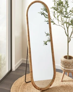 Stående spejl MONTOT 150 cm Rattan Naturlig