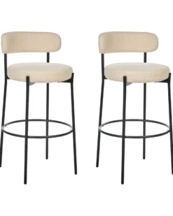 Sæt med 2 barstole ALLISON Boucle Lys Beige