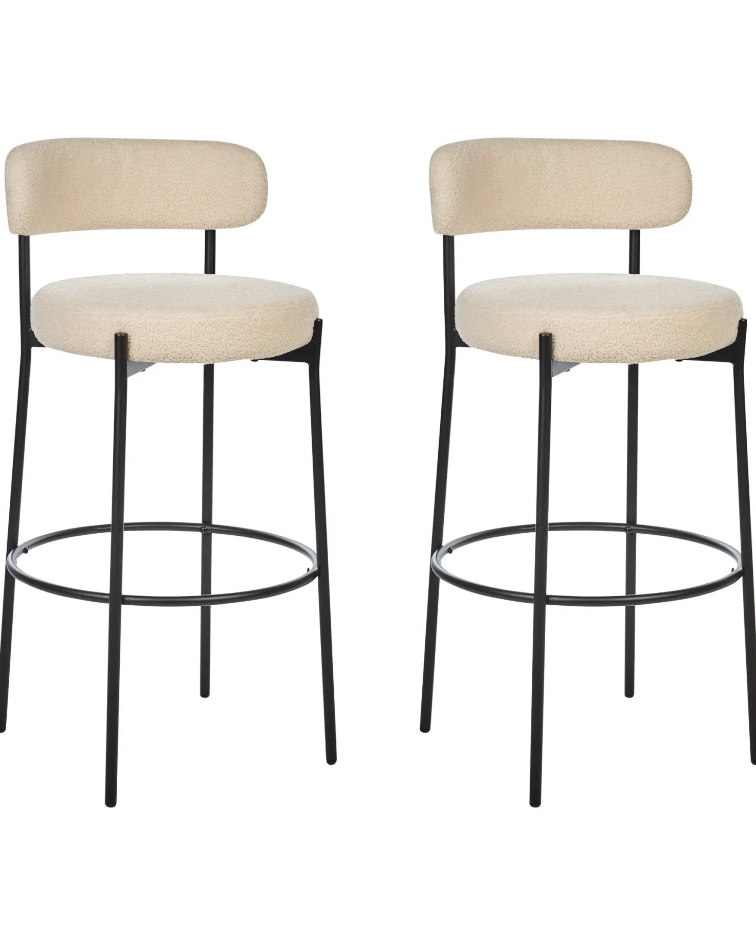 Sæt med 2 barstole ALLISON Boucle Lys Beige