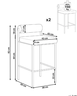 Sæt med 2 barstole AMAYA Lysegrå
