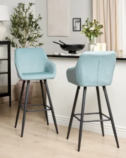 Sæt med 2 barstole CASMALIA Velour Himmelblå