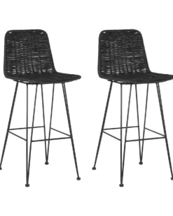 Sæt med 2 barstole CASSITA Rattan Sort