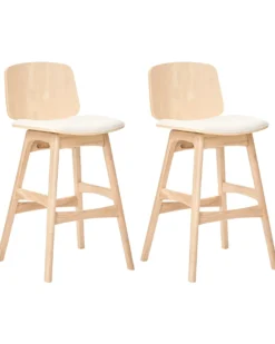 Sæt med 2 barstole CHARLESTON Træ Lysebrun/lys beige