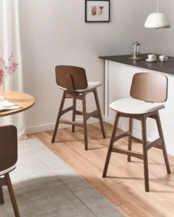 Sæt med 2 barstole CHARLESTON Træ Brun/lys beige