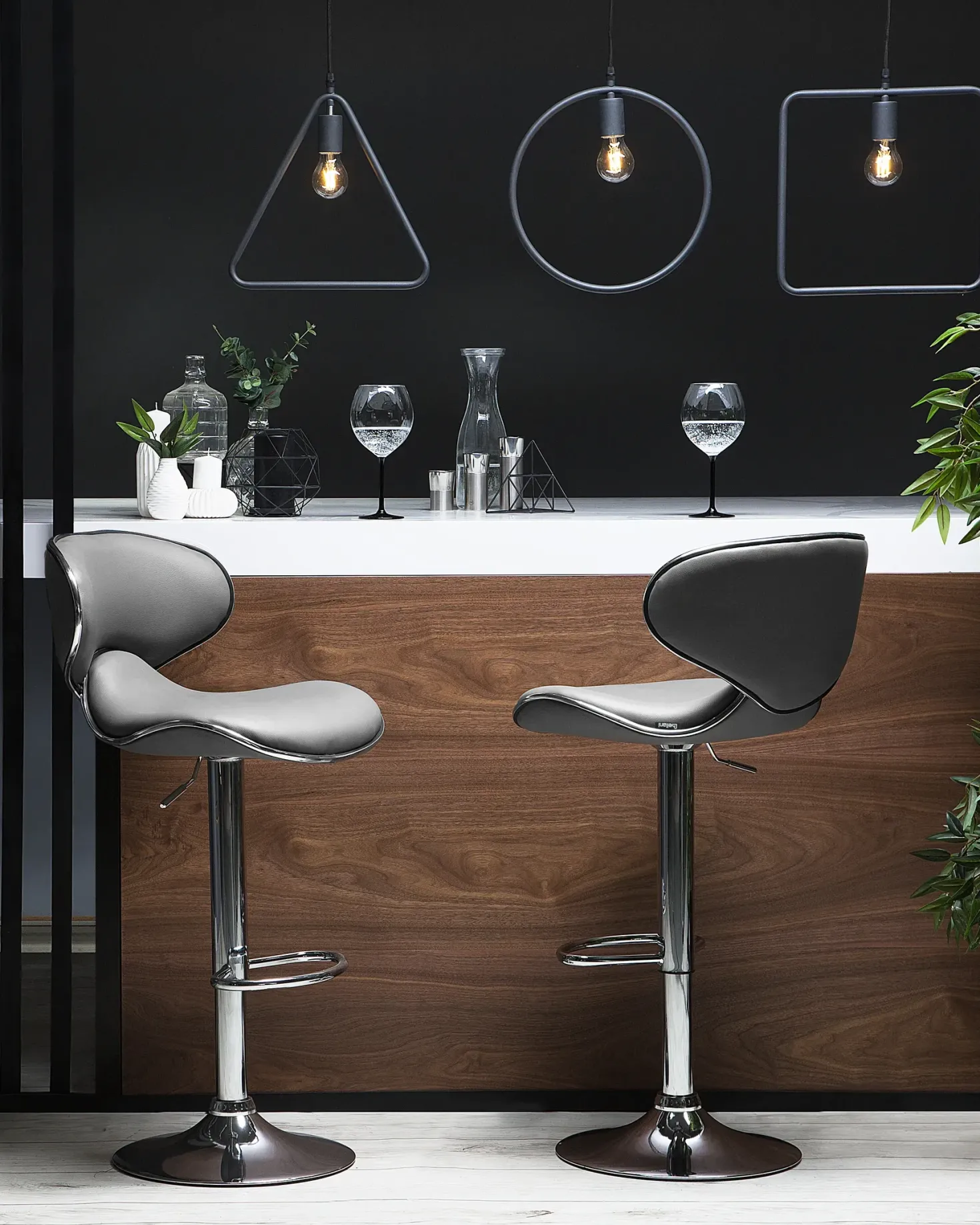 Sæt med 2 barstole CONWAY Kunstlæder Grå