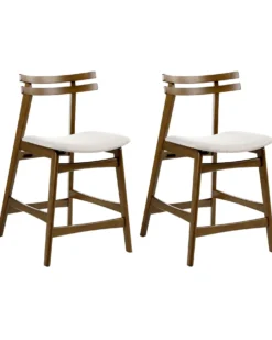 Sæt med 2 barstole CYNTHIANA Træ Brun/lys beige
