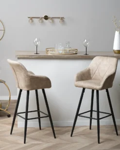 Sæt med 2 barstole DARIEN Beige