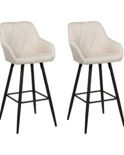 Sæt med 2 barstole DARIEN Lys Beige