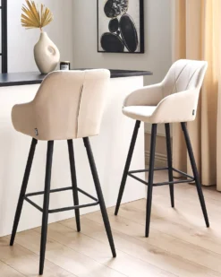 Sæt med 2 barstole DARIEN Lys Beige