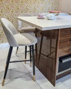 Sæt med 2 barstole FALTON Velour Beige