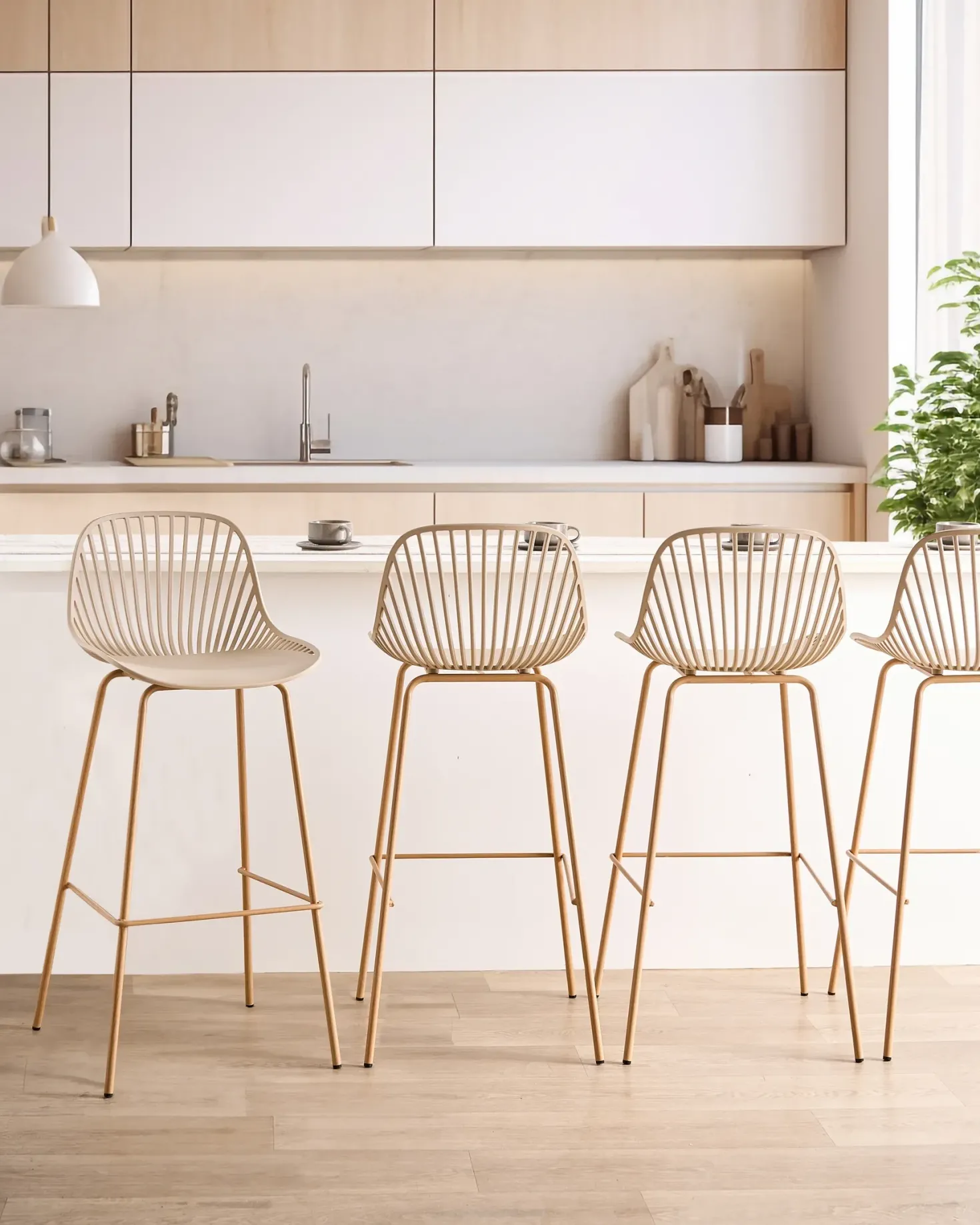 Sæt med 4 barstole KLEVE Beige