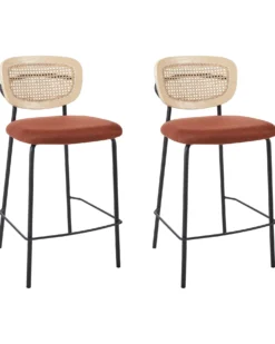 Sæt med 2 barstole MAYETTA Rattan Orange