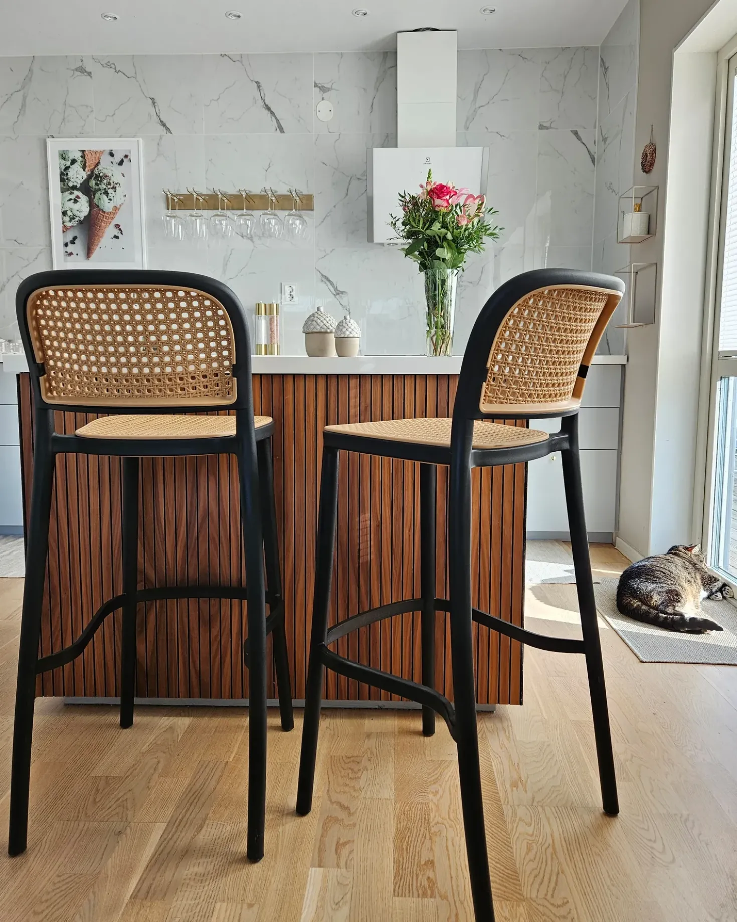 Sæt med 4 barstole PLOSE Syntetisk materiale Beige