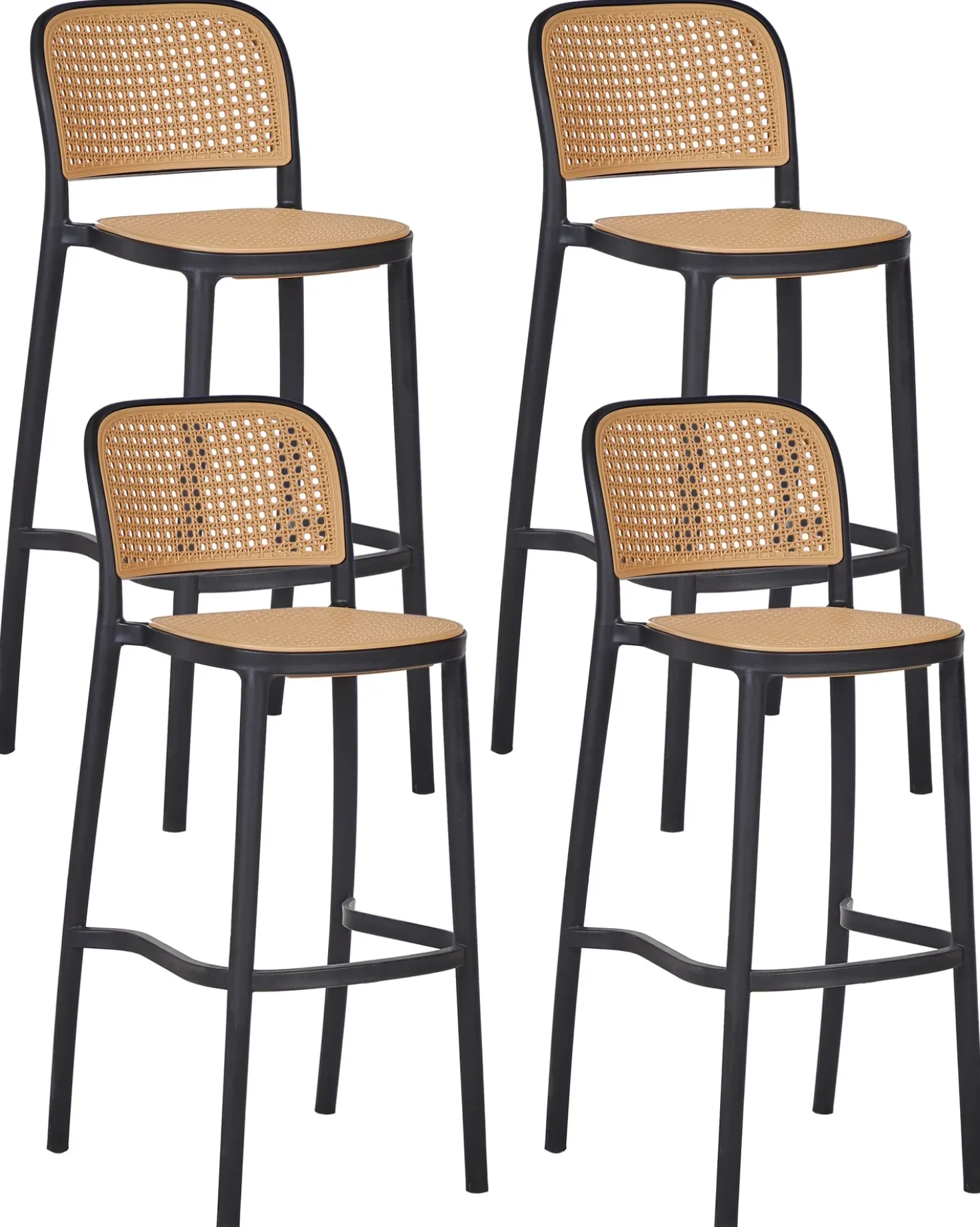 Sæt med 4 barstole PLOSE Syntetisk materiale Beige