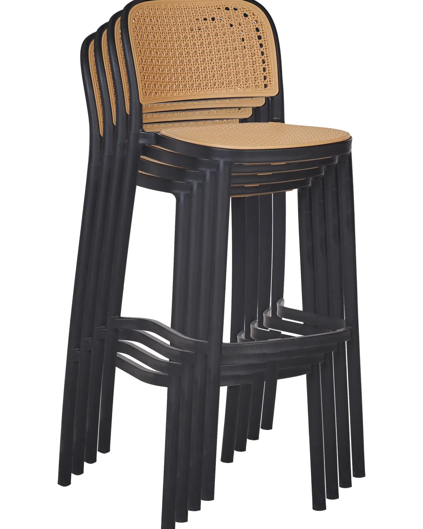 Sæt med 4 barstole PLOSE Syntetisk materiale Beige