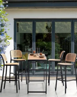 Sæt med 4 barstole PLOSE Syntetisk materiale Beige