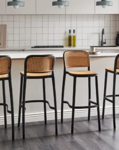 Sæt med 4 barstole PLOSE Syntetisk materiale Beige