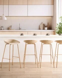 Sæt med 4 barstole VENLO Beige