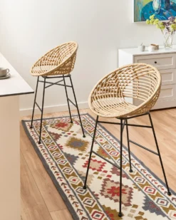 Sæt med 2 barstole WINDOM Rattan Naturlig