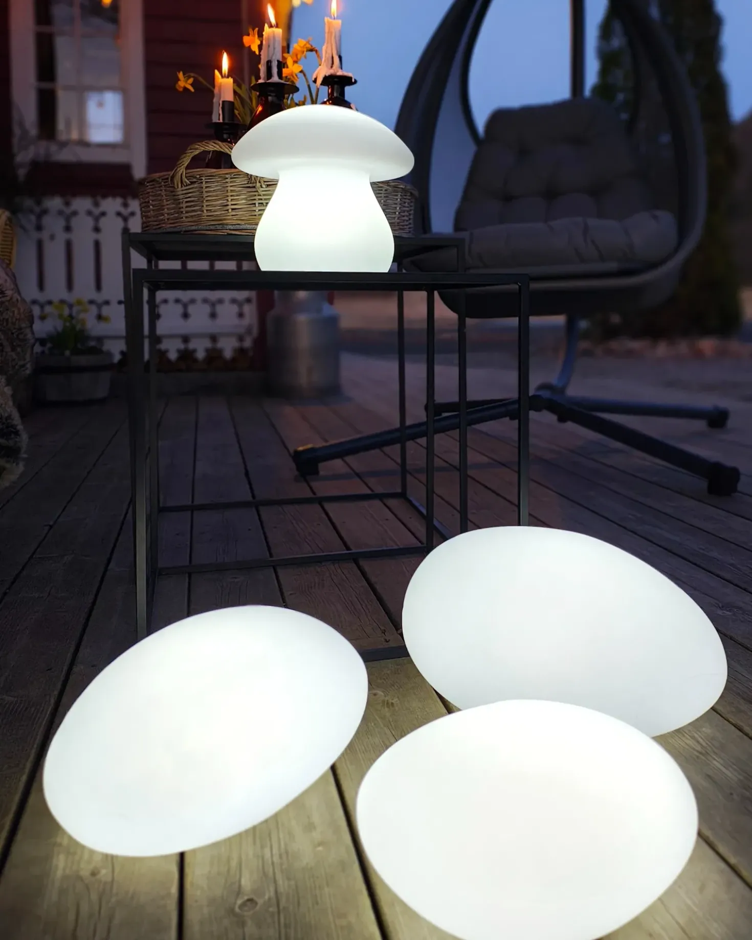 Sæt med 3 dekorative udendørs LED-lamper FARALLON Med fjernbetjening Hvid