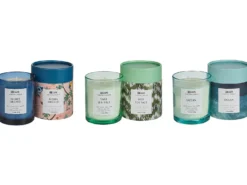 Sæt med 3 duftlys COLORFUL BARREL Soja voks Fresh notes Blomster noter