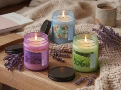 Sæt med 3 duftlys FRUITY BLOOM Soja voks Fresh notes Blomster noter