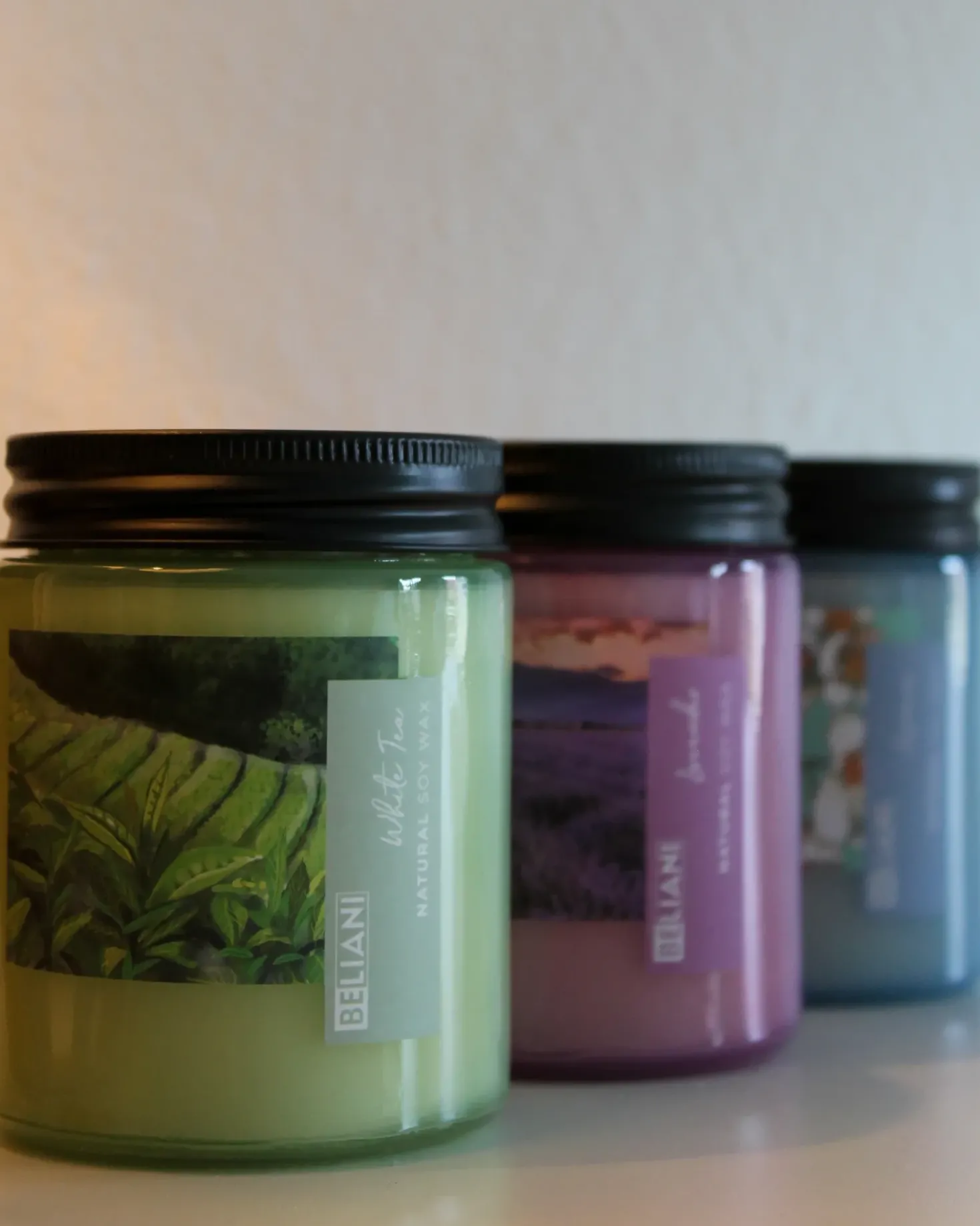 Sæt med 3 duftlys FRUITY BLOOM Soja voks Fresh notes Blomster noter