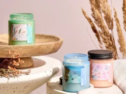 Sæt med 3 duftlys FRUITY BLOOM Soja voks Fresh notes Blomster noter