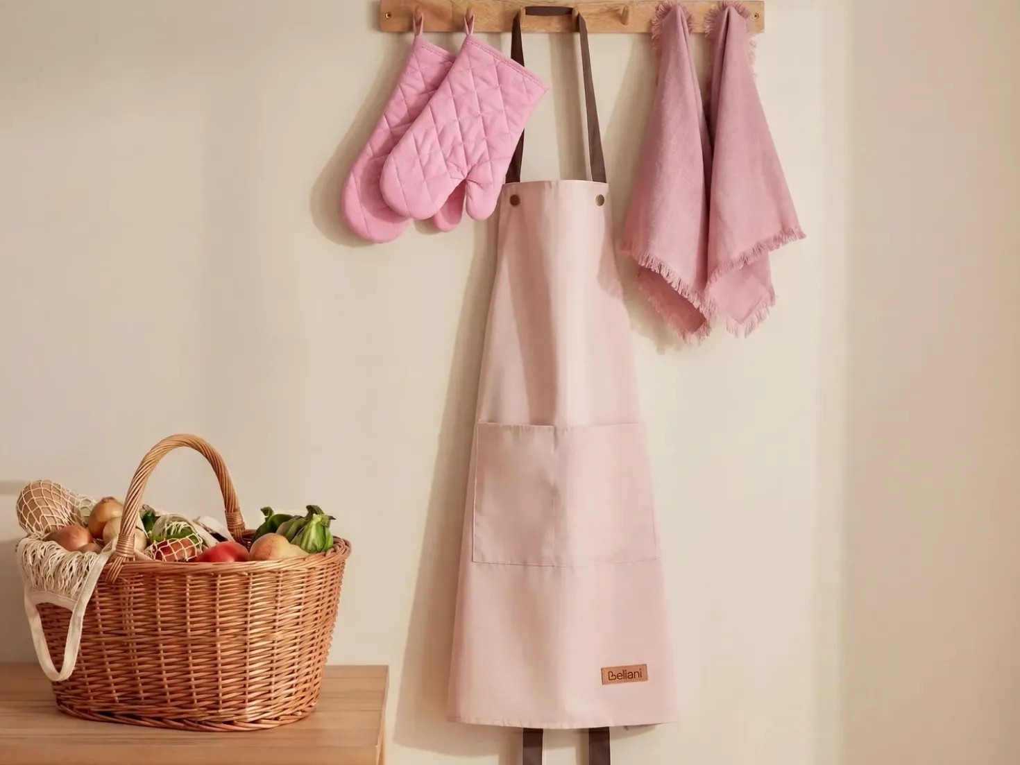 Sæt med køkkentekstiler LACTUCA Lyserød