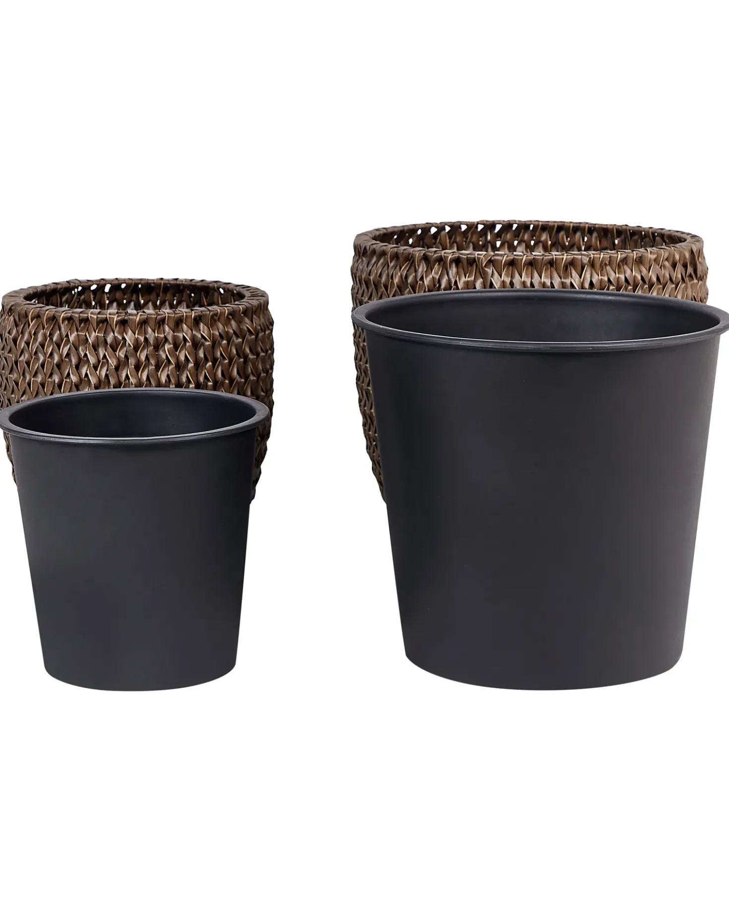 Sæt med 2 plantekrukker BERBERIS 34/45 cm Mørkebrun PE-rattan