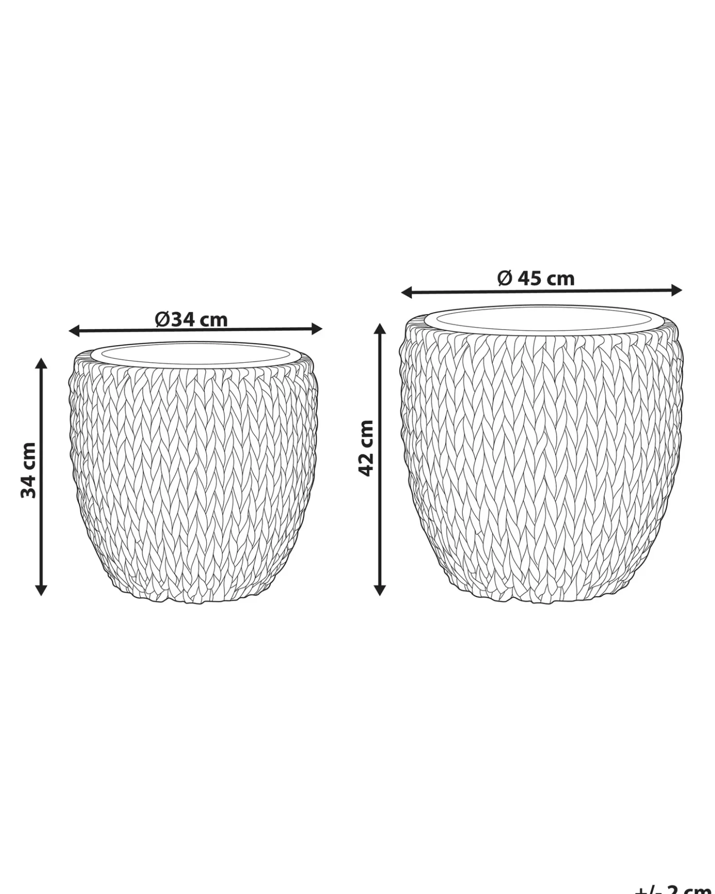 Sæt med 2 plantekrukker BERBERIS 34/45 cm Mørkebrun PE-rattan