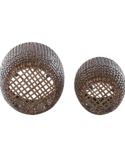 Sæt med 2 plantekrukker BERBERIS 34/45 cm Mørkebrun PE-rattan