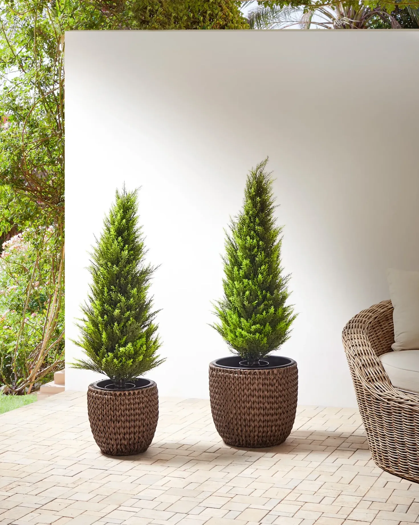 Sæt med 2 plantekrukker BERBERIS 34/45 cm Mørkebrun PE-rattan