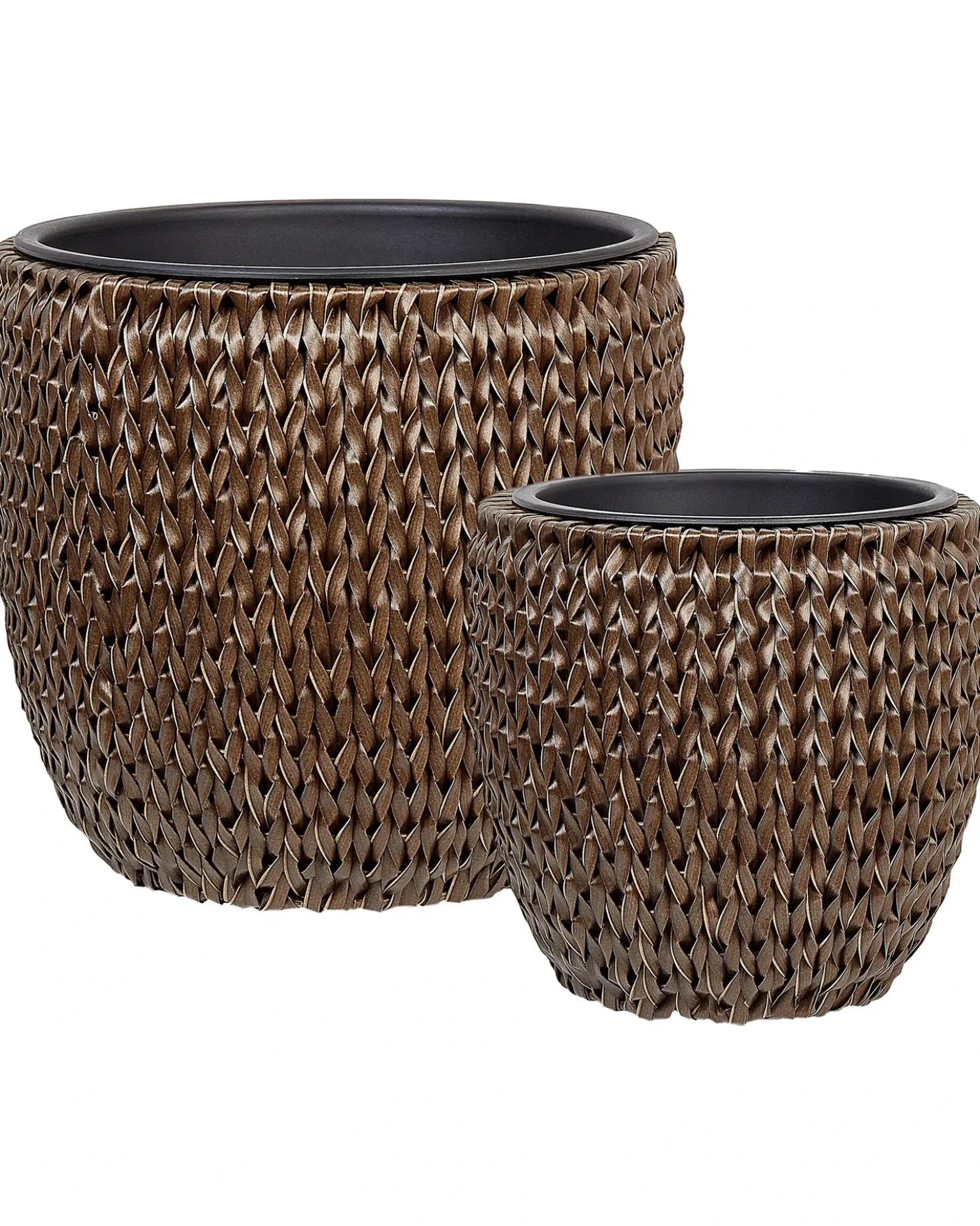 Sæt med 2 plantekrukker BERBERIS 34/45 cm Mørkebrun PE-rattan