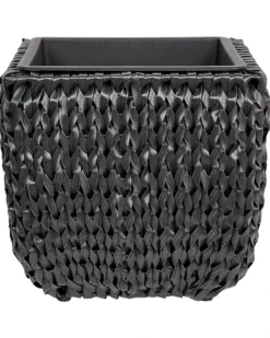Sæt med 2 plantekrukker BERBERIS 34/45 cm Sort PE-rattan