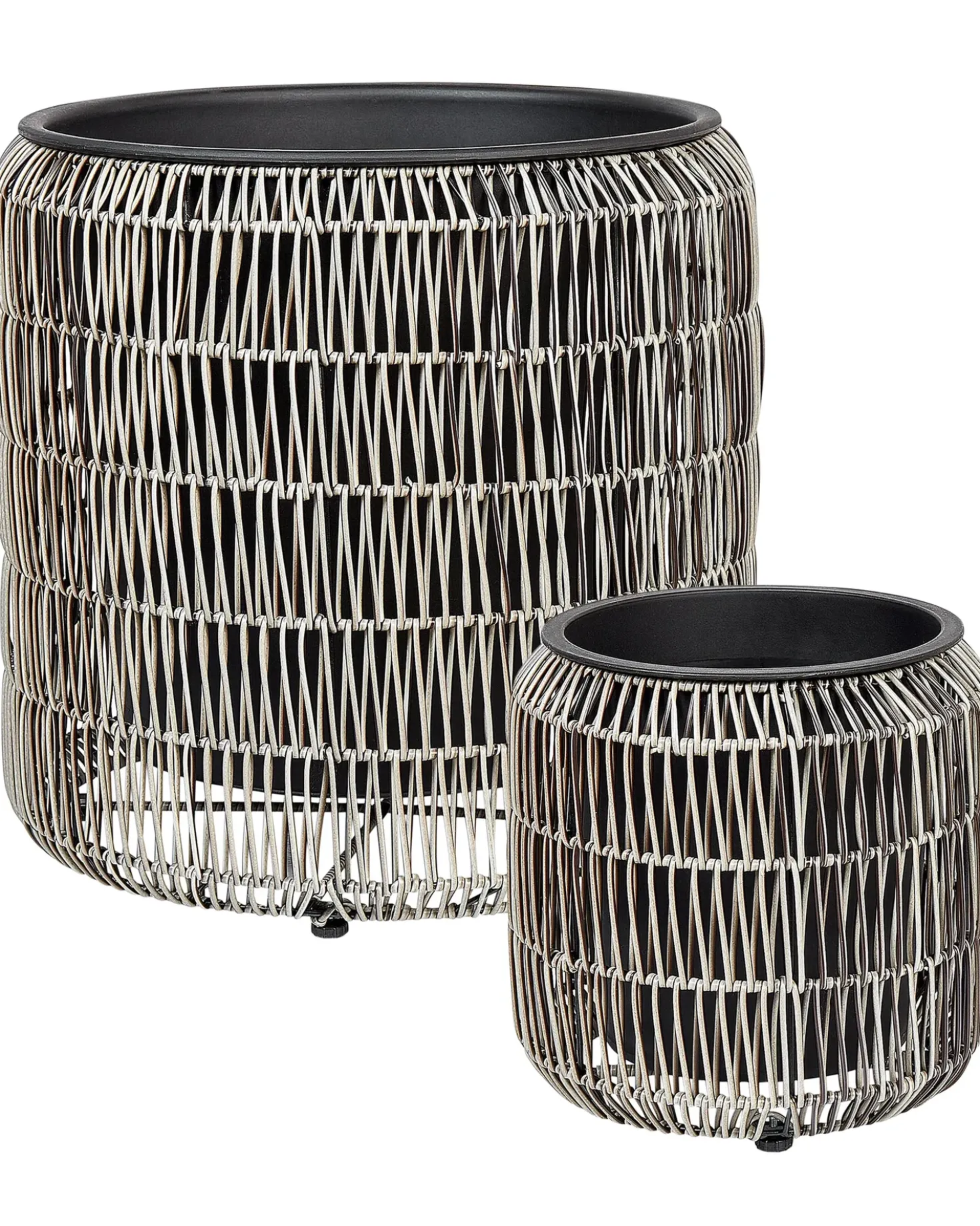 Sæt med 2 plantekrukker BRODIEA 26/45 cm Lysebrun PE-rattan