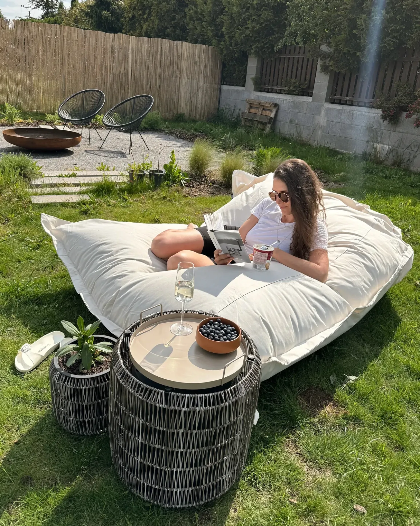 Sæt med 2 plantekrukker BRODIEA 26/45 cm Lysebrun PE-rattan