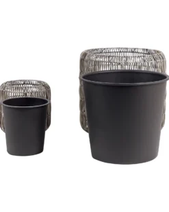 Sæt med 2 plantekrukker BRODIEA 26/45 cm Lysebrun PE-rattan