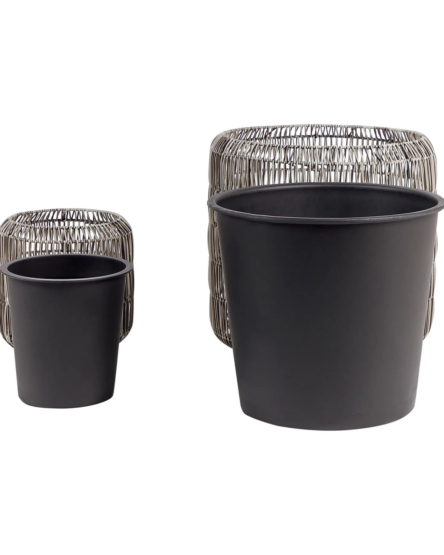 Sæt med 2 plantekrukker BRODIEA 26/45 cm Lysebrun PE-rattan