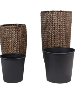 Sæt med 2 plantekrukker CEDRUS 37/45 cm Brun PE-rattan