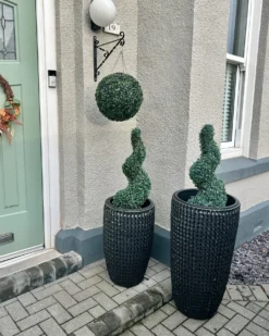 Sæt med 2 plantekrukker CEDRUS 37/45 cm Sort PE-rattan