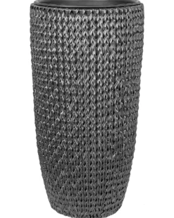Sæt med 2 plantekrukker CEDRUS 37/45 cm Sort PE-rattan