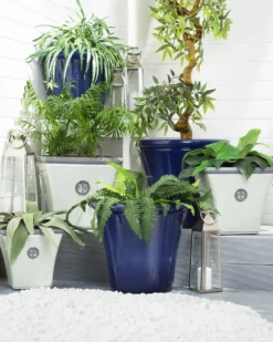 Sæt med 2 plantekrukker ELATEIA 32 cm Hvid
