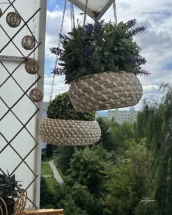 Sæt med 2 plantekrukker REMORA Søgræs 22/14 cm Naturlig