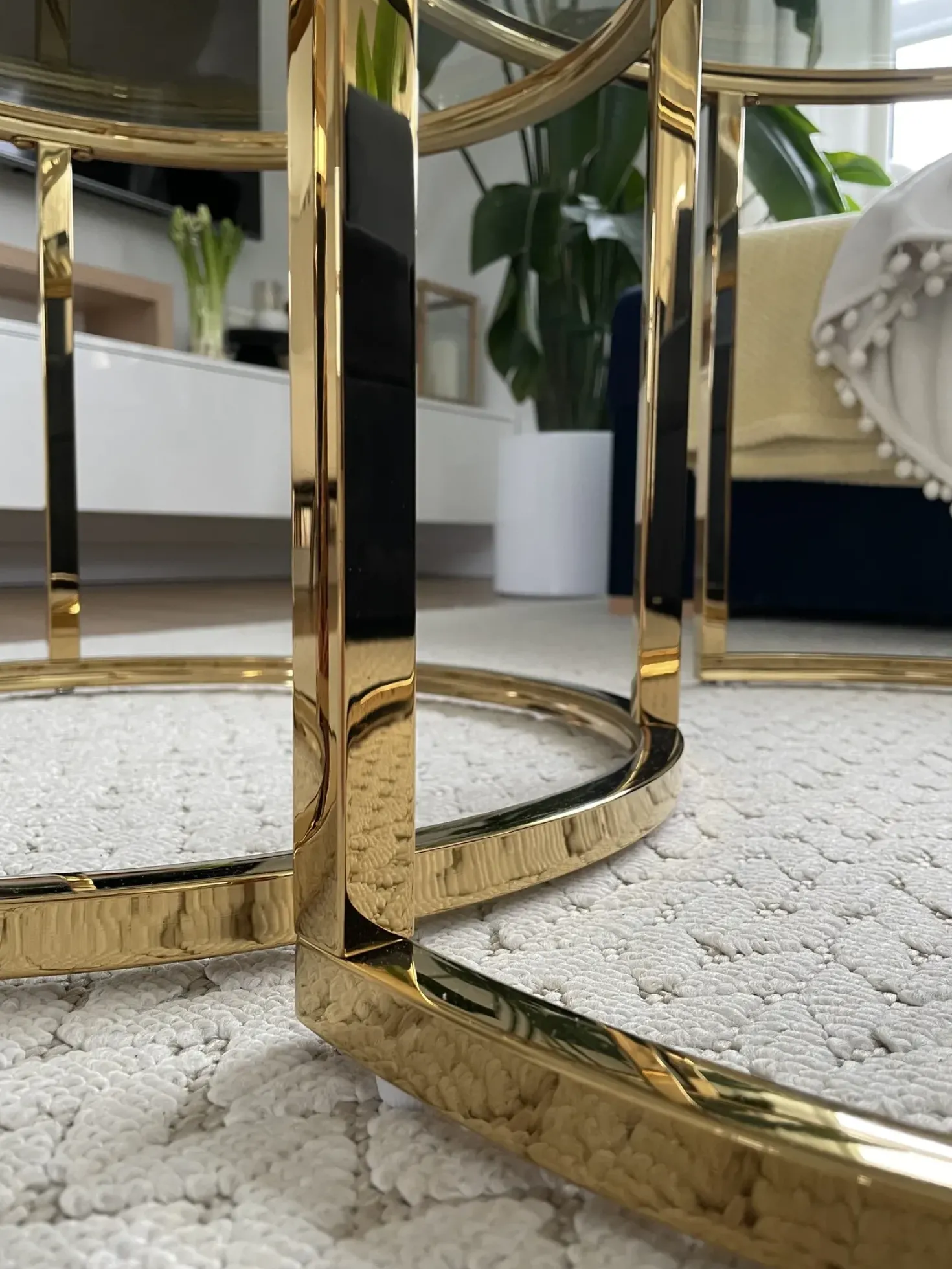 Sæt med 2 sofaborde GRANGE Hærdet glas Guld