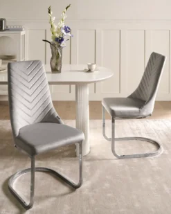 Sæt med 2 spisebordsstole ALTOONA Velour Grå